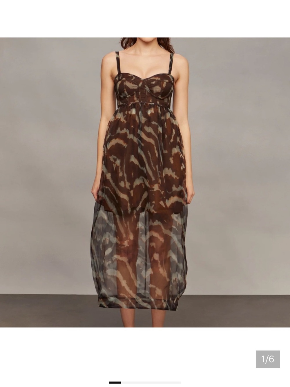 NWT AMUR 'Zarina' silk Bustier Maxi Dress - Brown & Black Print women’s size 4